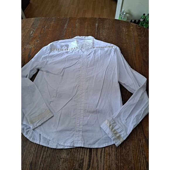 New Large Montero Jeans Cream Embroidered Western Hispanic Streetwear Shirt - Picture 3 of 4